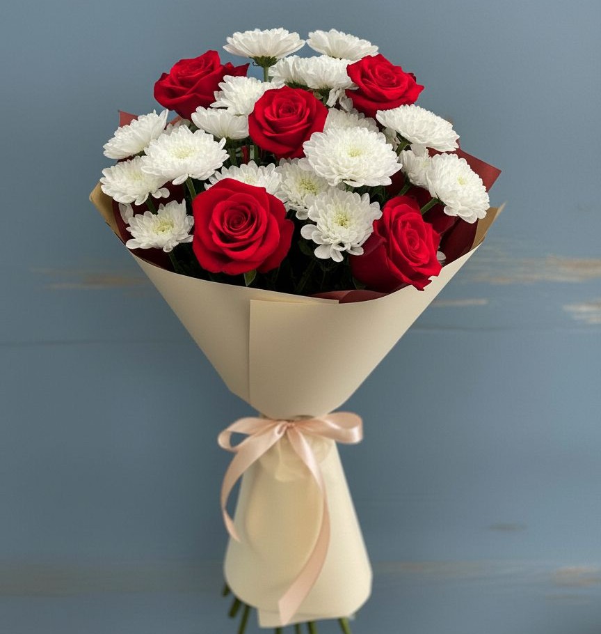 Букет цветов из: Розы и Хризантемы в Ваулово