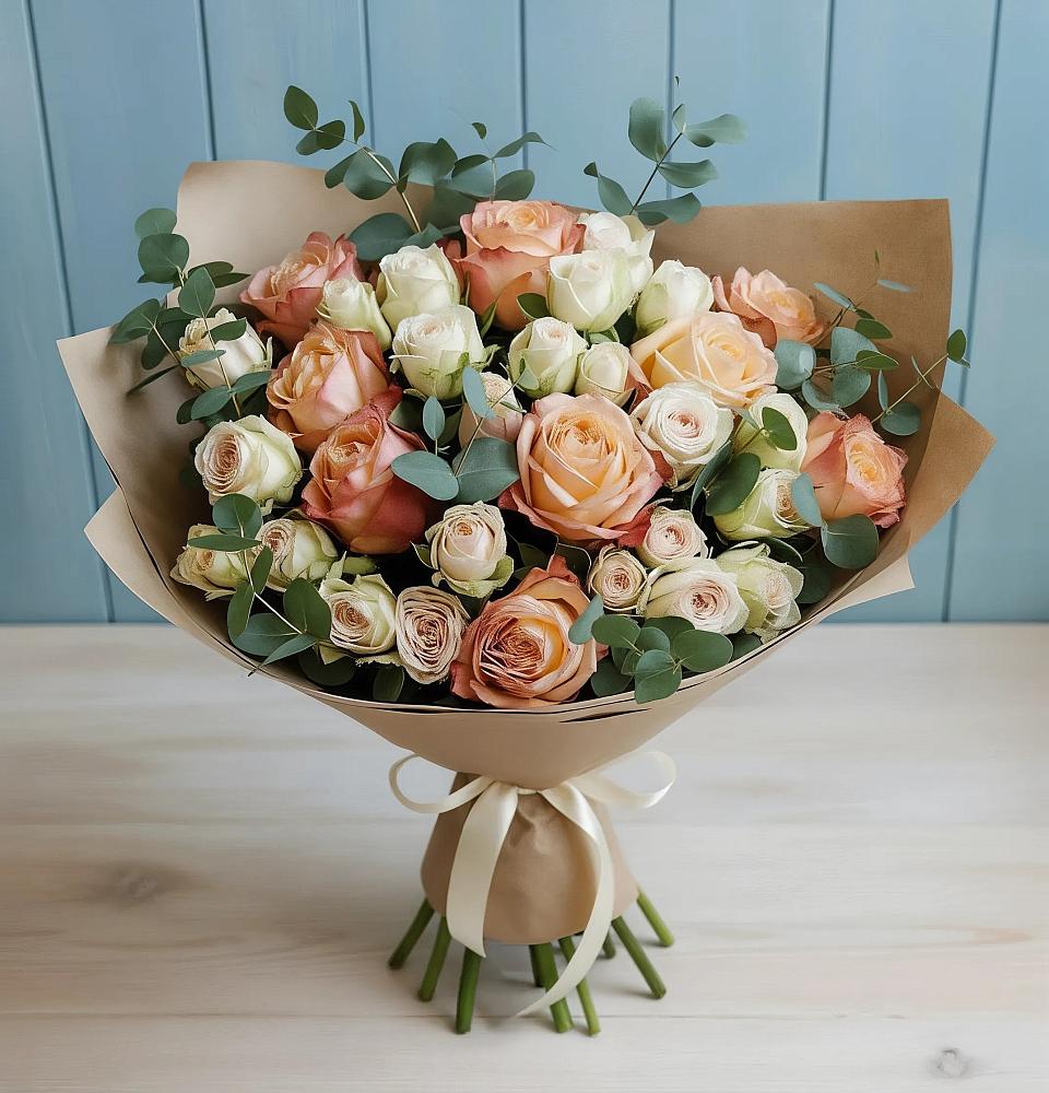 Букет цветов из: Альстромерии и Розы в Ваулово