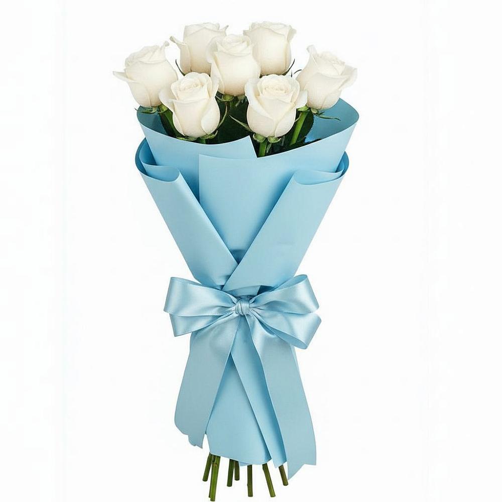 Букет 7 белых роз Проуд в Ваулово