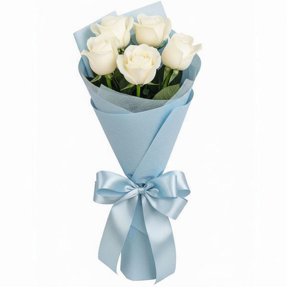 Букет 5 Белых роз Проуд в Ваулово