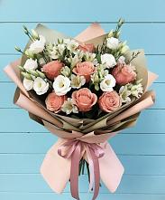 Букет цветов из:  Розы, Альстромерии и Лизиантусы в Ваулово