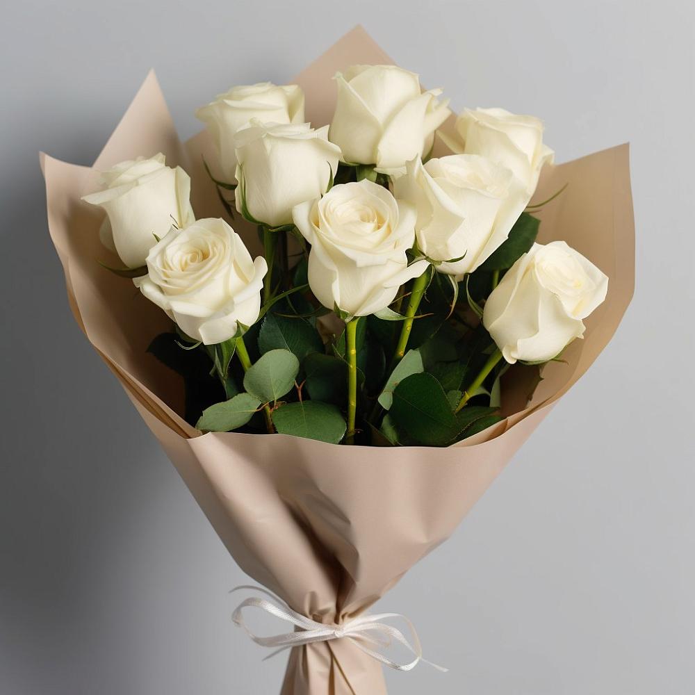 Букет 9 Белых роз Эдлесс Лав в Ваулово