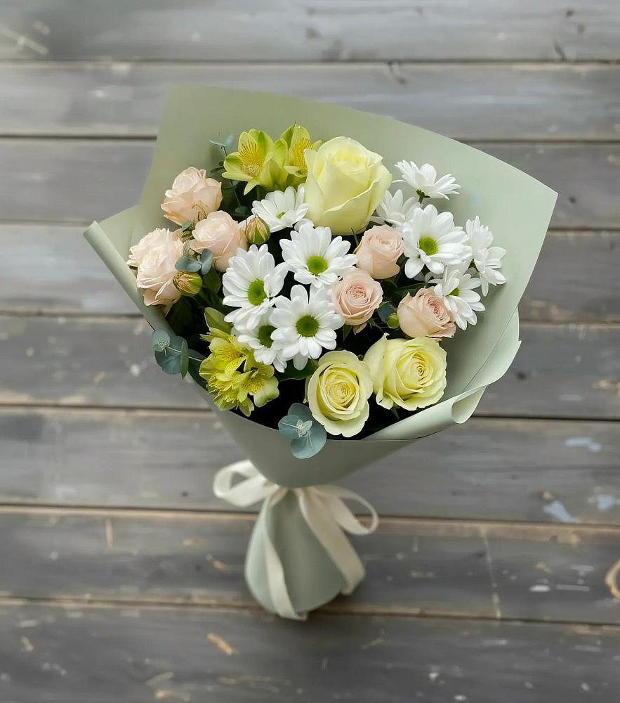 Букет цветов из: Альстромерии, Розы и Хризантемы в Ваулово