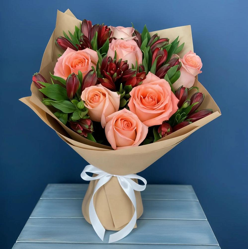 Букет цветов из: Розы и Альстромерии в Ваулово