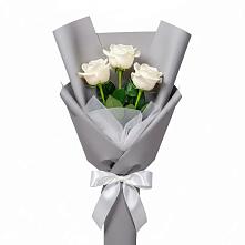 Букет 3 белые розы в Ваулово