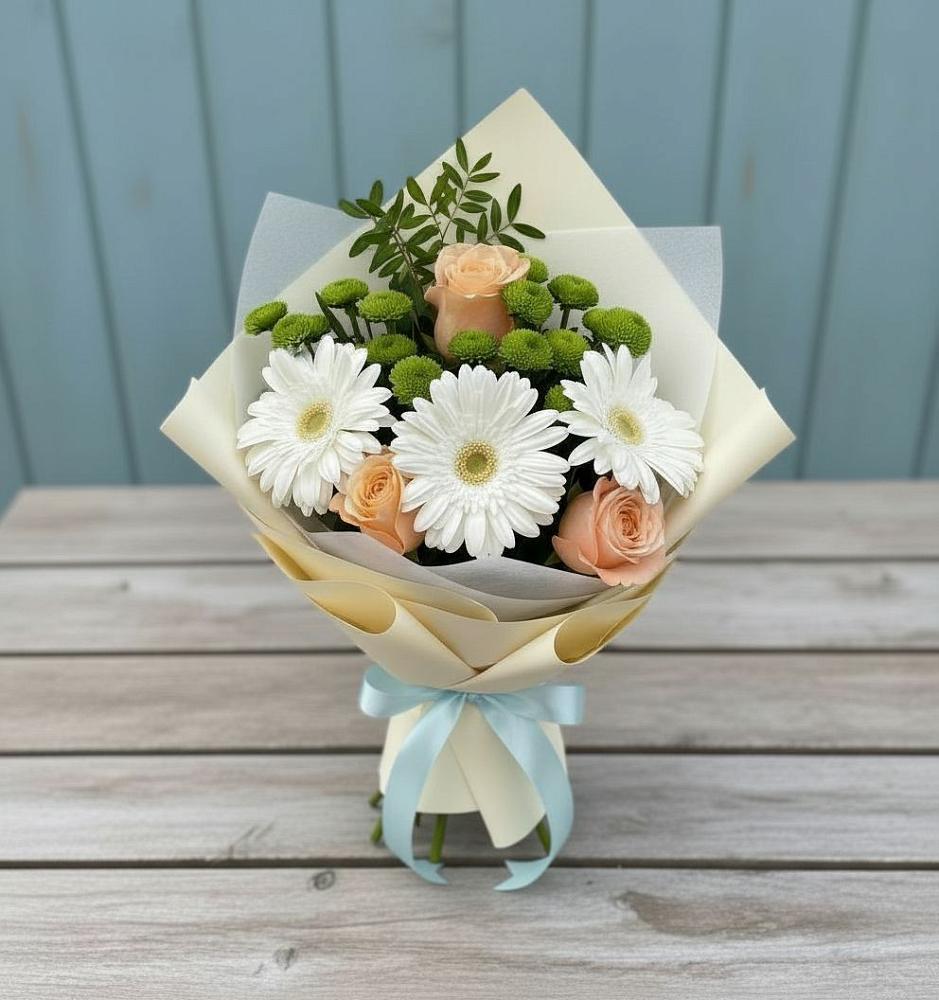 Букет цветов из: Герберы, Розы и Хризантемы в Ваулово