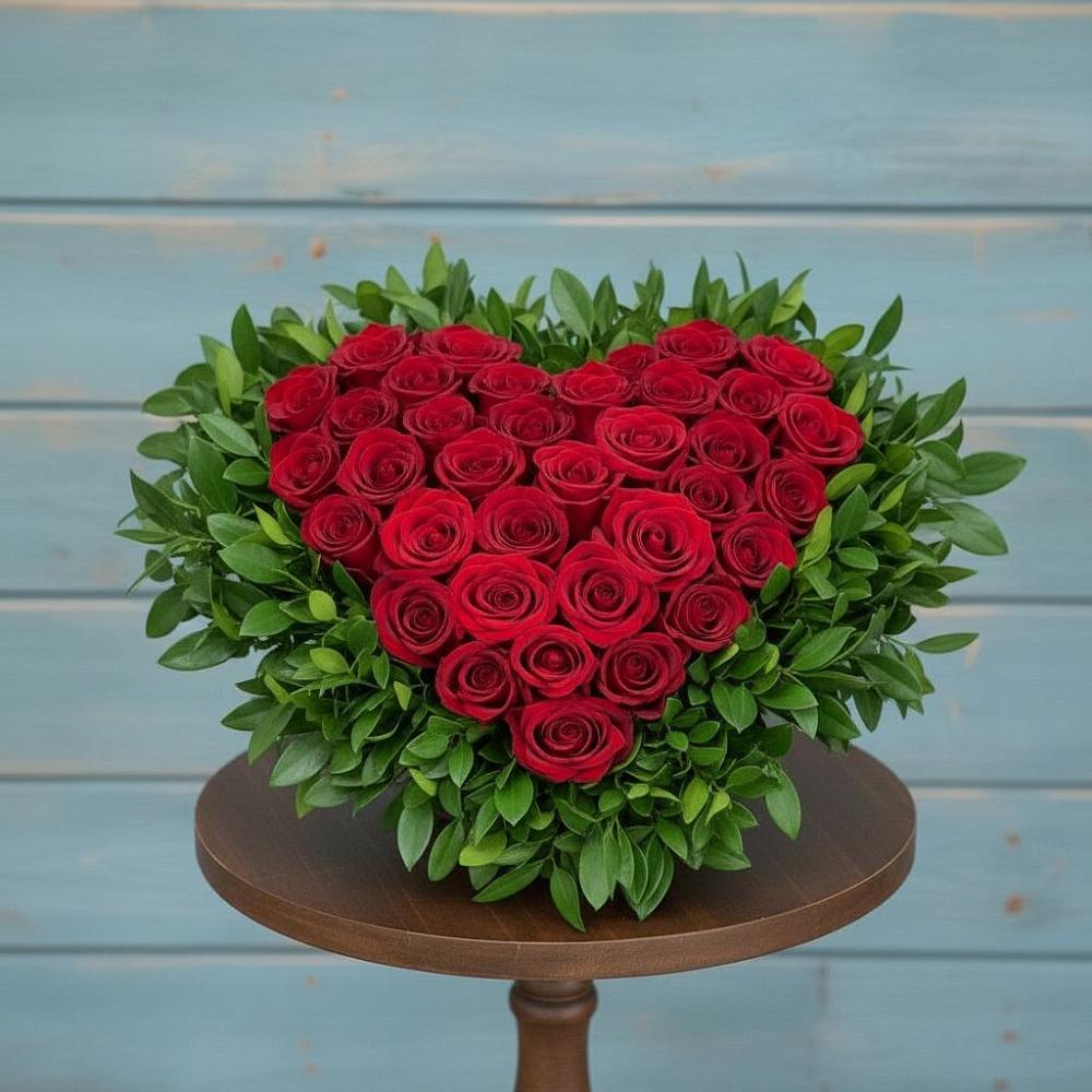 Цветочная композиция из Розы в виде сердца в Ваулово