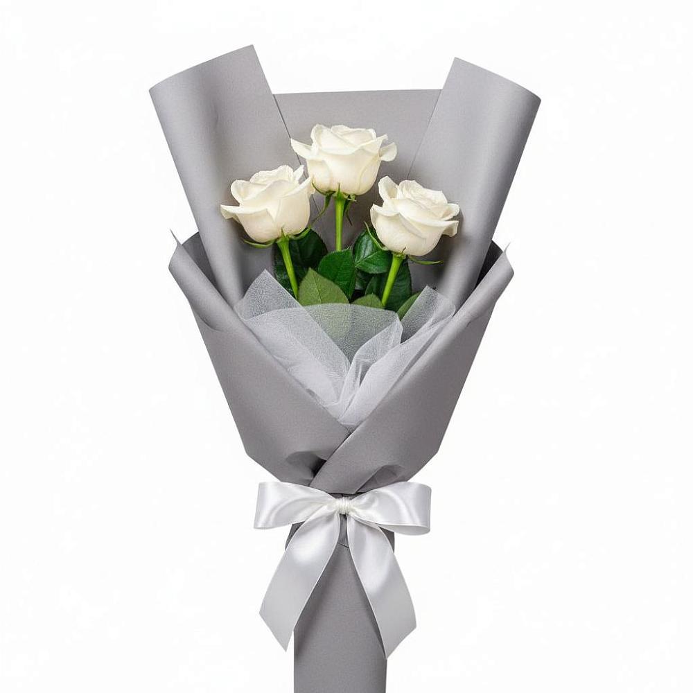 Букет 3 белые розы в Ваулово