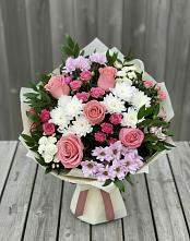 Букет цветов из:  Альстромерии, Гвоздики, Розы и Хризантемы в Ваулово
