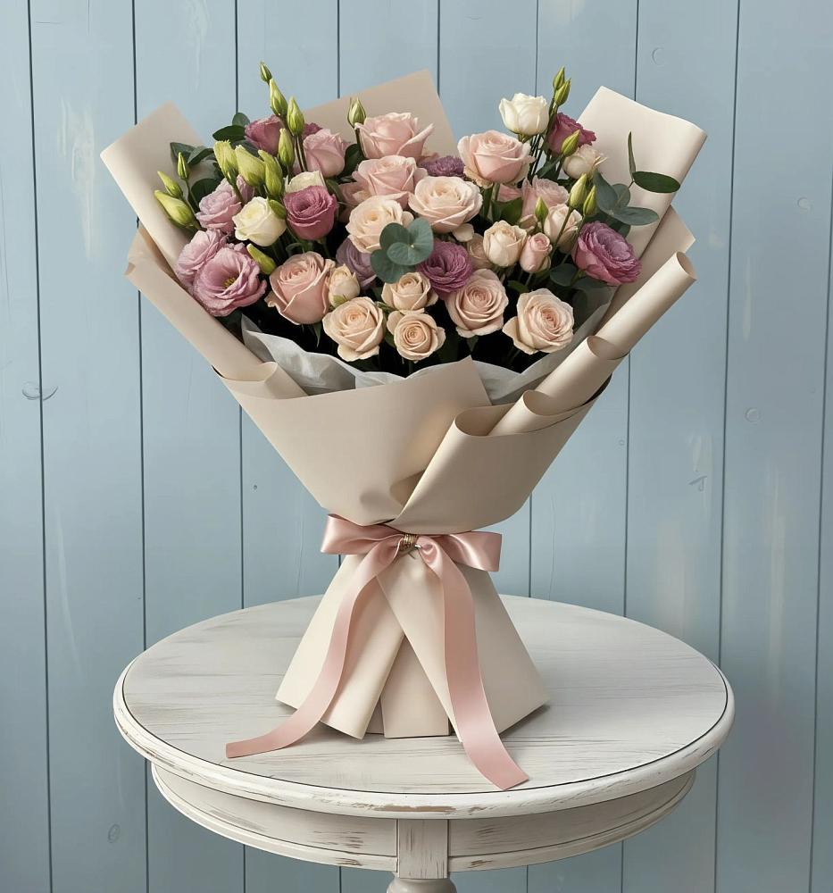 Букет цветов из: Розы и Лизиантусы в Ваулово