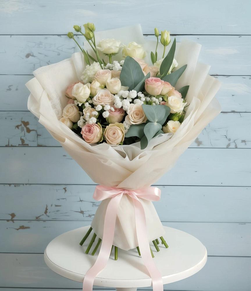 Букет цветов из: Розы и Лизиантусы в Ваулово