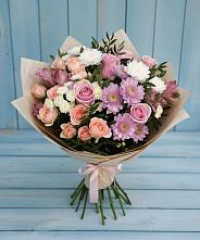 Букет цветов из:  Хризантемы, Розы и Альстромерии в Ваулово