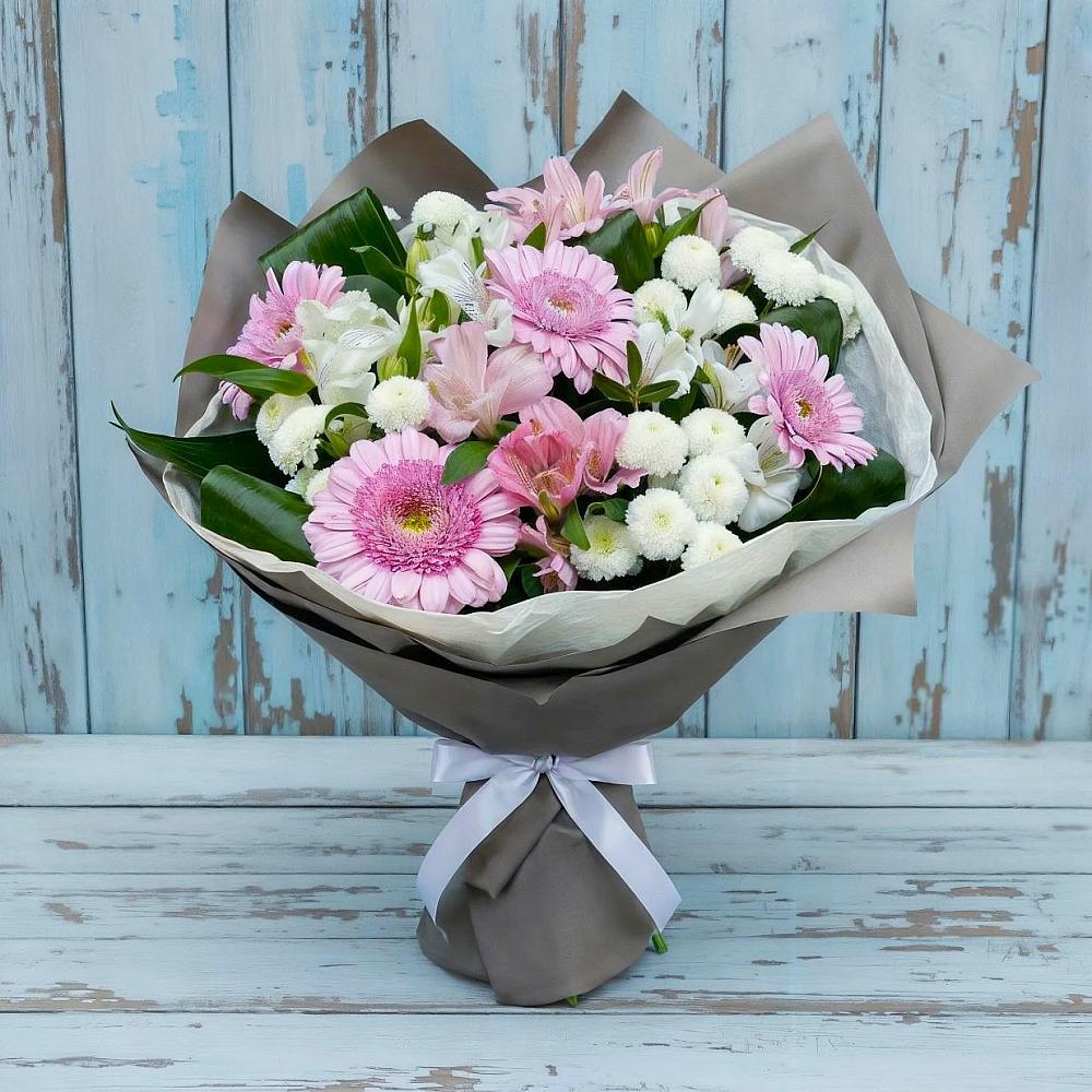 Букет цветов из: Герберы, Альстромерии и Хризантемы в Ваулово