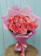 Букет 15 Розовых роз Равель в Ваулово