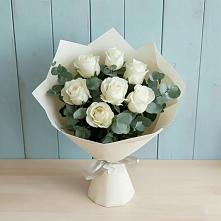 Букет Белые розы в Эвкалипте в Ваулово
