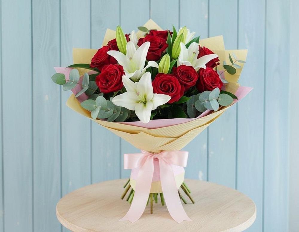 Букет цветов из: Лилии и Розы в Ваулово